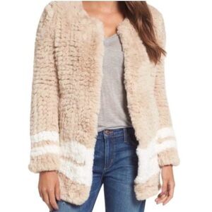 Love Token Faux Fur Coat with Cream and Brown Accents